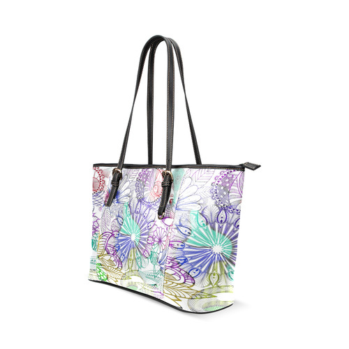 Zentangle Mix 1116A Leather Tote Bag/Small (Model 1640)