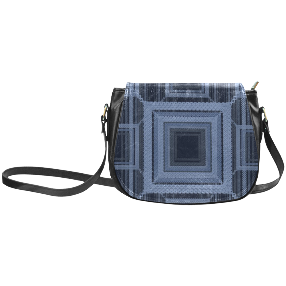 Serenity blue, Faux stitch Classic Saddle Bag/Large (Model 1648)