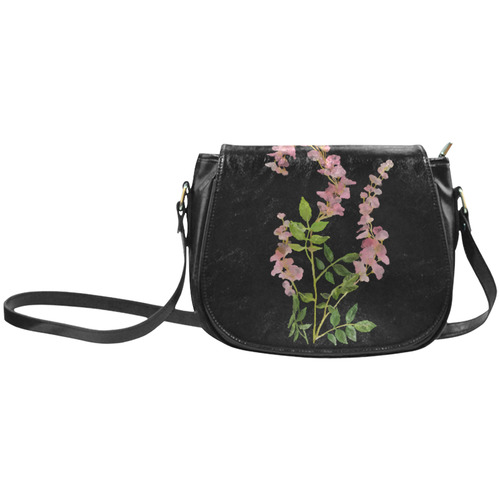 Pink tiny flower w shadow - watercolor Classic Saddle Bag/Large (Model 1648)