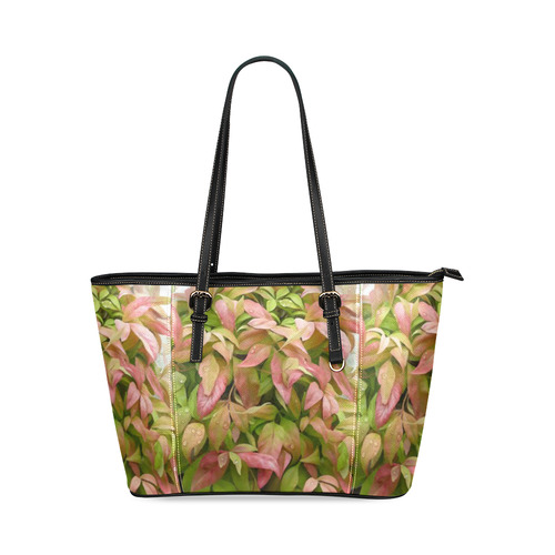 Pot full of colors, watercolors Leather Tote Bag/Large (Model 1640)