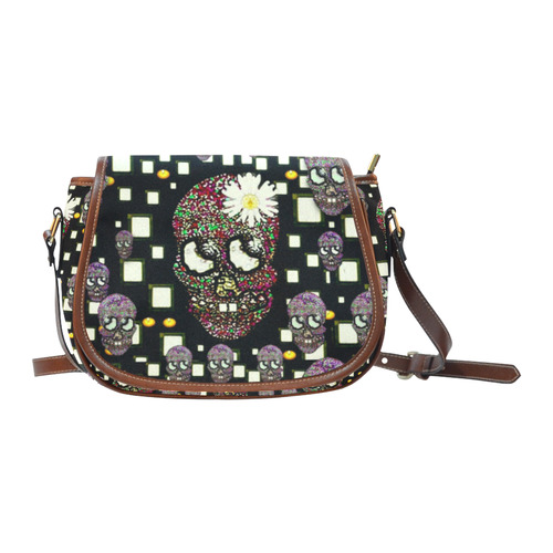 Floral skulls with sugar on Saddle Bag/Small (Model 1649) Full Customization