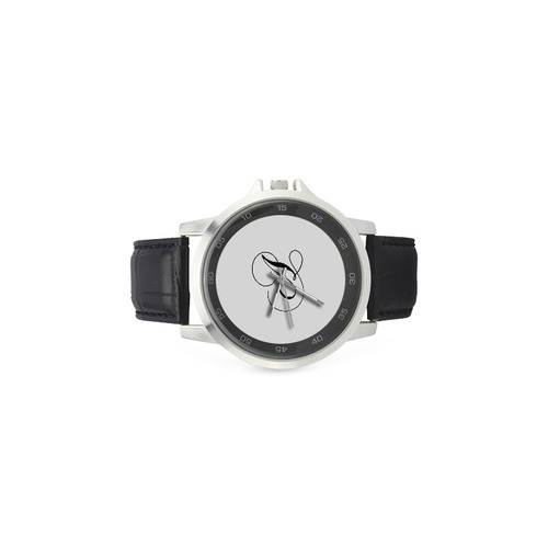 Letter A Classic Black - Jera Nour Unisex Stainless Steel Leather Strap Watch(Model 202)