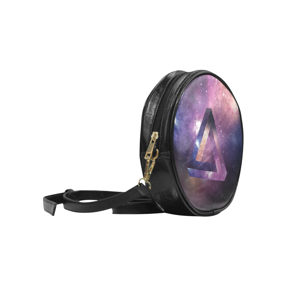 Trendy Purple Space Design Round Sling Bag (Model 1647)