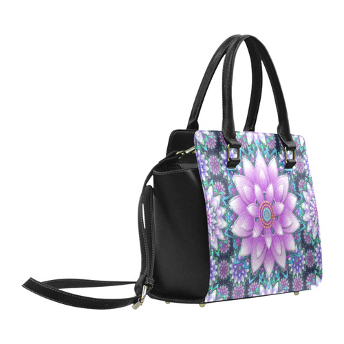 Lotus Flower Ornament - Purple and turquoise Classic Shoulder Handbag (Model 1653)