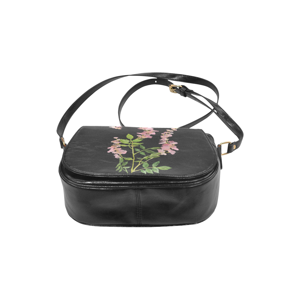 Pink tiny flower w shadow - watercolor Classic Saddle Bag/Large (Model 1648)