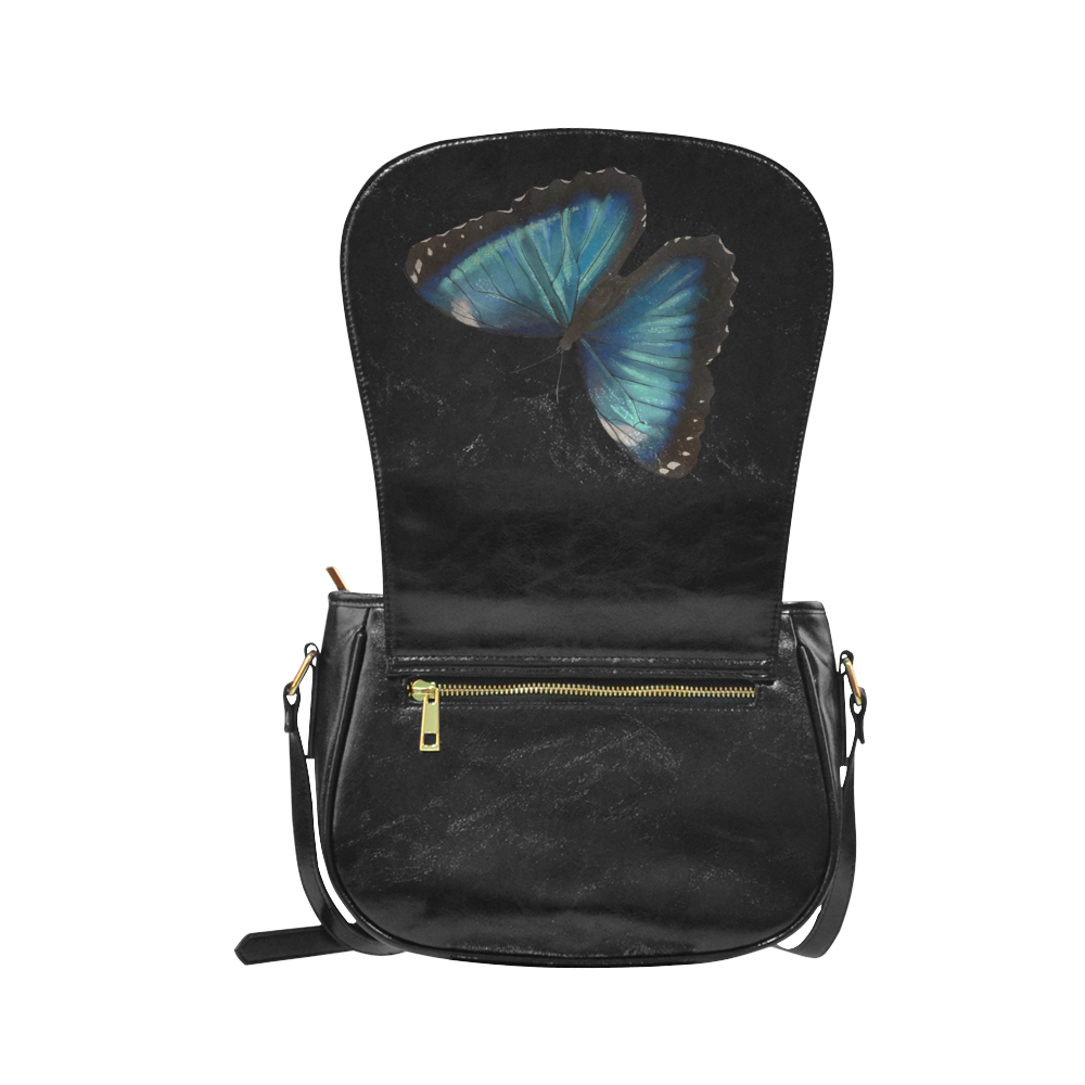 Morpho hyacintus butterflies painting Classic Saddle Bag/Large (Model 1648)
