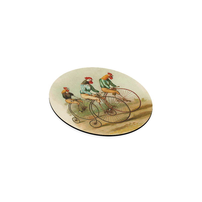 Vintage Bicycle Pennyfarthing Roosters Round Coaster