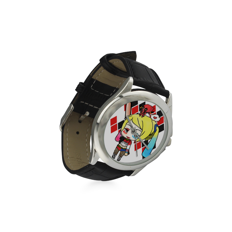 Harley Quinn and deadpool Women's Classic Leather Strap Watch(Model 203)