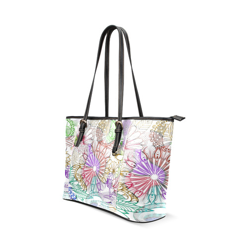 Zentangle Mix 1116B Leather Tote Bag/Small (Model 1640)