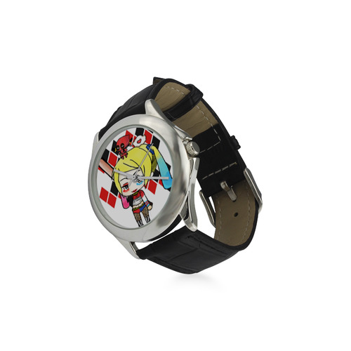 Harley Quinn and deadpool Women's Classic Leather Strap Watch(Model 203)