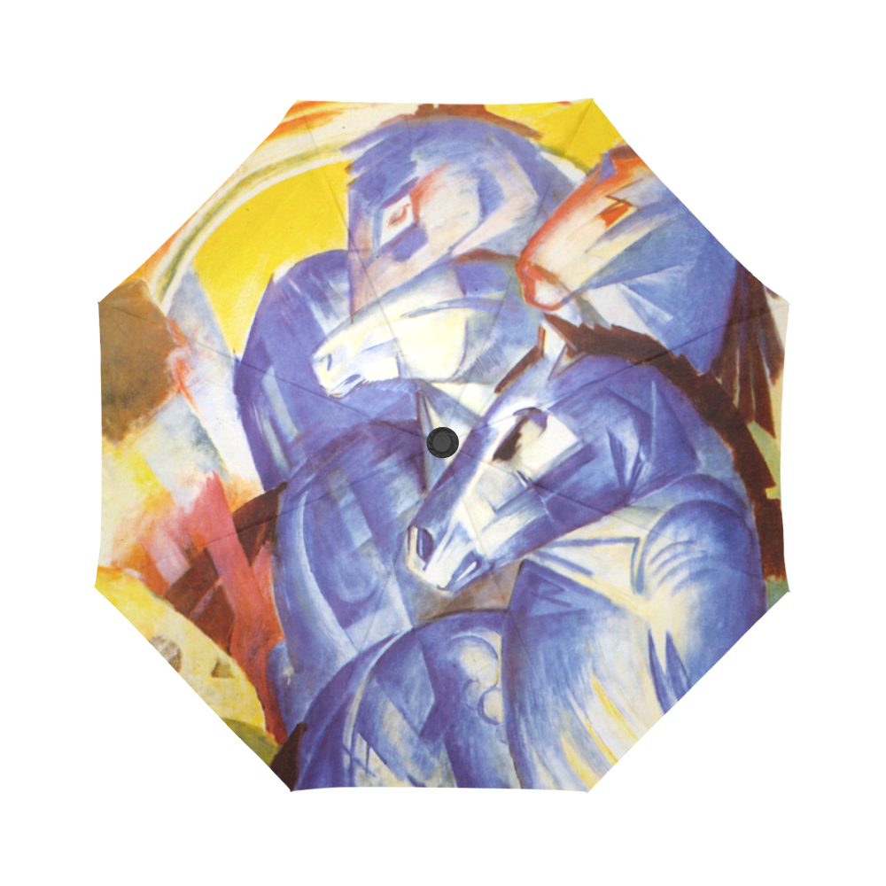 The Tower Of The Blue Horses by Franz Marc Auto-Foldable Umbrella (Model U04)