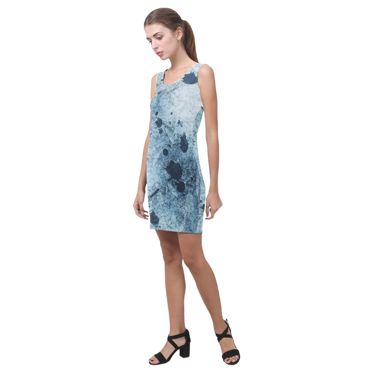 Water Blue Splatter Medea Vest Dress (Model D06)