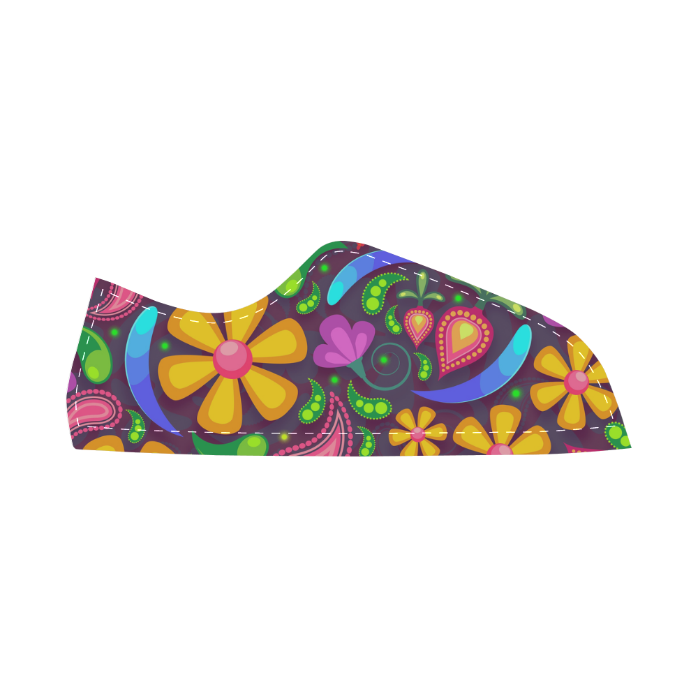 Funny Colorful Flowers Canvas Shoes for Women/Large Size (Model 016)