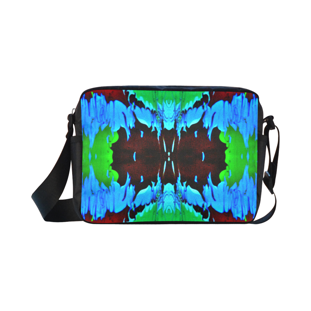 Abstract Green Brown, Blue Red Marbling Classic Cross-body Nylon Bags (Model 1632)