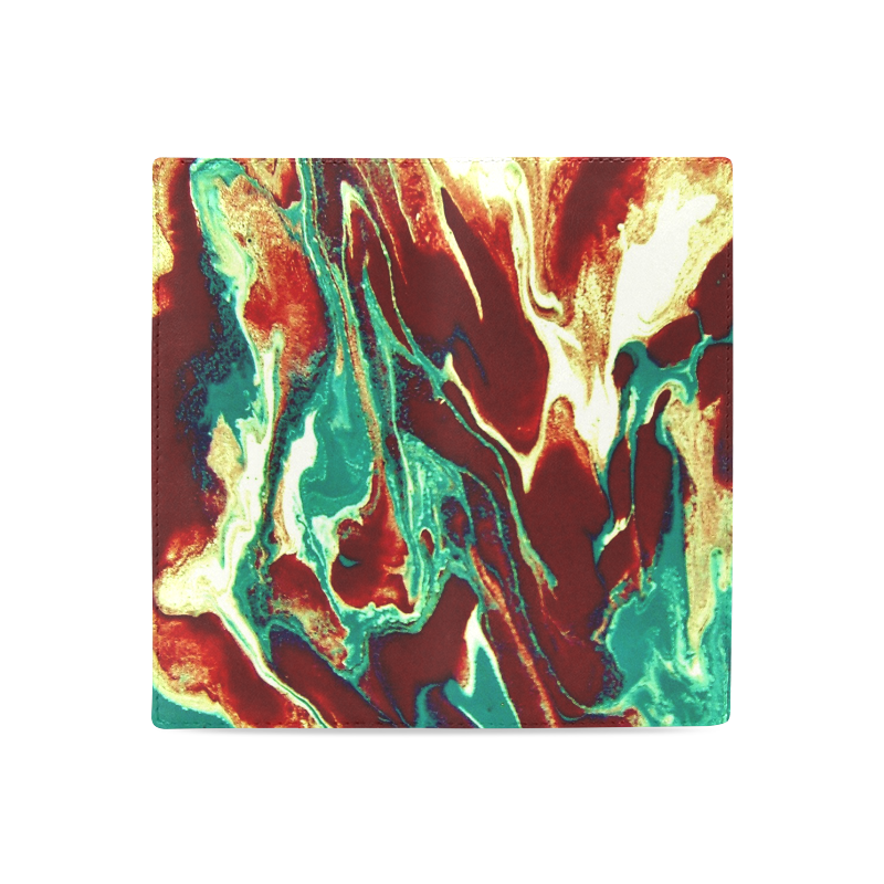 Gold Green Brown Marbling Women's Leather Wallet (Model 1611)