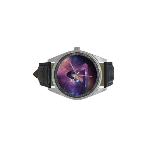 Trendy Purple Space Design Men's Casual Leather Strap Watch(Model 211)