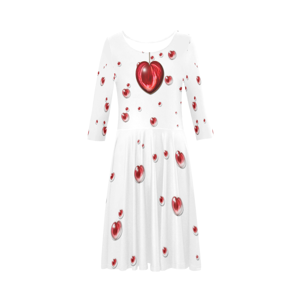 Valentine Heart Elbow Sleeve Ice Skater Dress (D20)