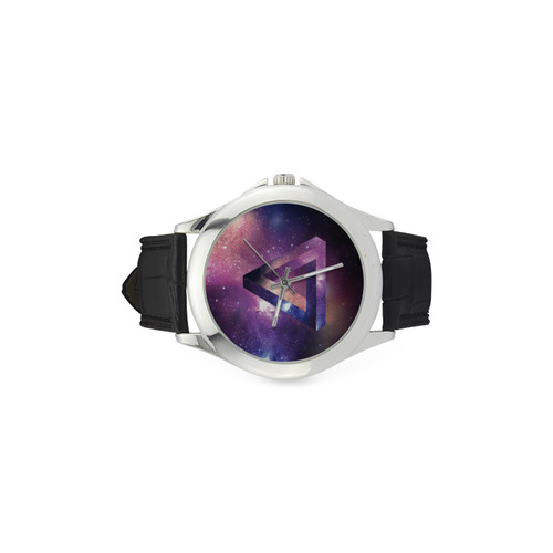Trendy Purple Space Design Women's Classic Leather Strap Watch(Model 203)