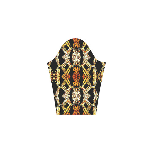 Elegant Oriental Pattern Black Gold 3/4 Sleeve Sundress (D23)
