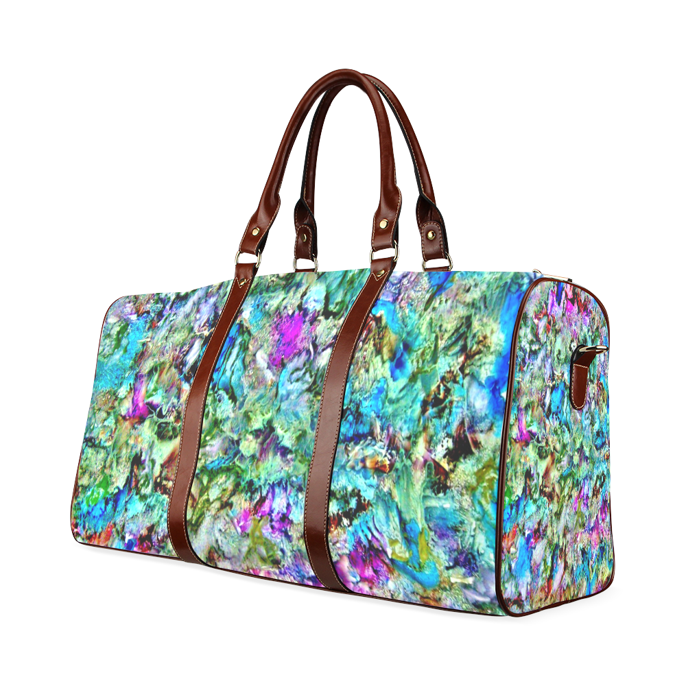 Colorful Flower Marbling Waterproof Travel Bag/Small (Model 1639)