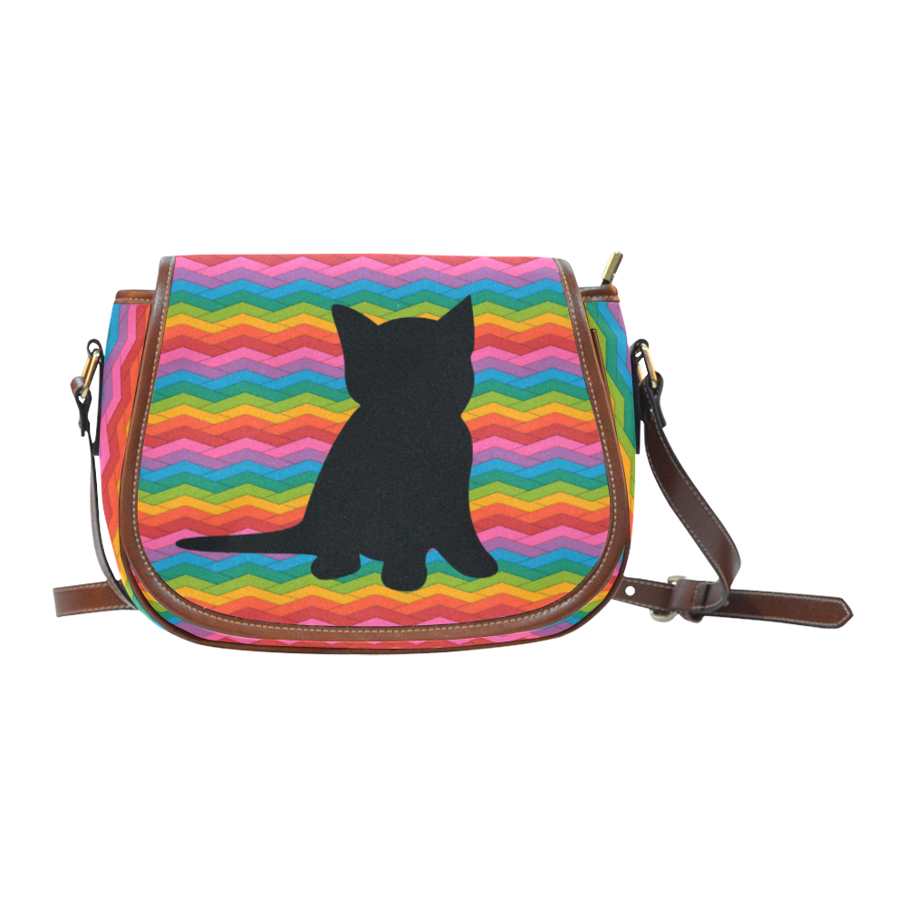 Lovely Kitten Shape Saddle Bag/Small (Model 1649) Full Customization
