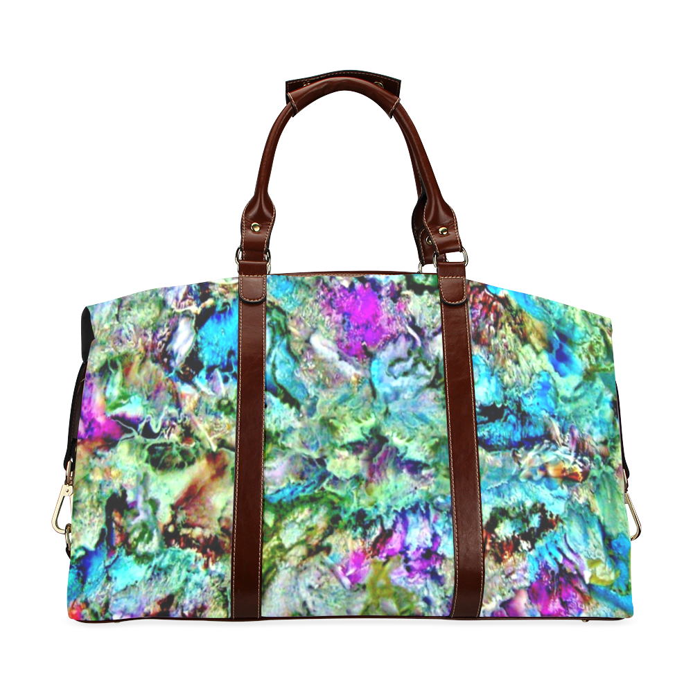 Colorful Flower Marbling Classic Travel Bag (Model 1643) Remake