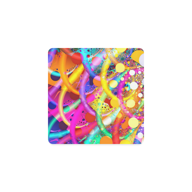 Color 10 Colorful Abstract Fractal Art Square Coaster