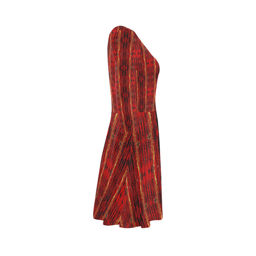 Red Gold, Old Oriental Pattern 3/4 Sleeve Sundress (D23)