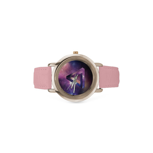 Trendy Purple Space Design Women's Rose Gold Leather Strap Watch(Model 201)