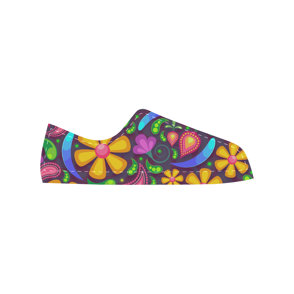 Funny Colorful Flowers Women's Classic Canvas Shoes (Model 018)