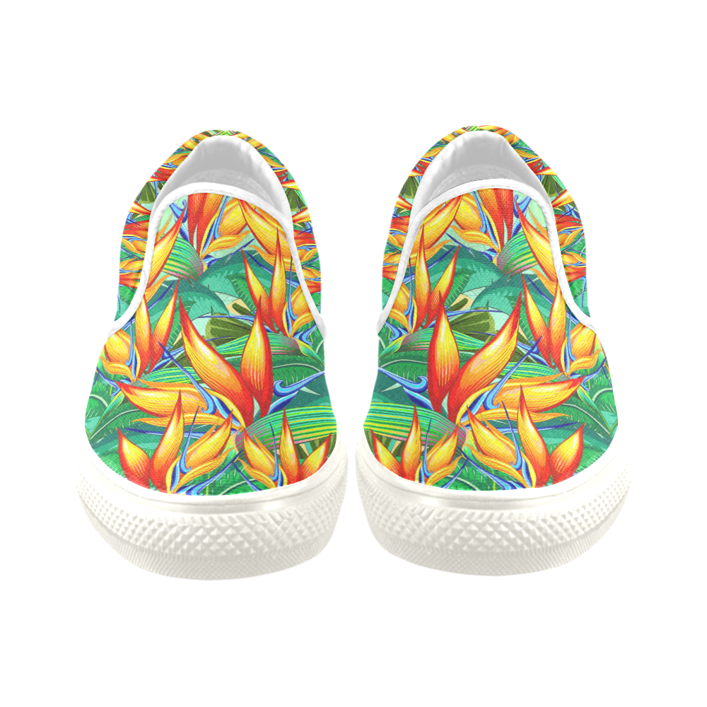 Bird of Paradise Flower Exotic Nature Slip-on Canvas Shoes for Men/Large Size (Model 019)