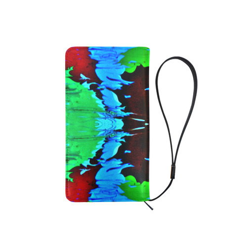 Abstract Green Brown, Blue Red Marbling Men's Clutch Purse （Model 1638）