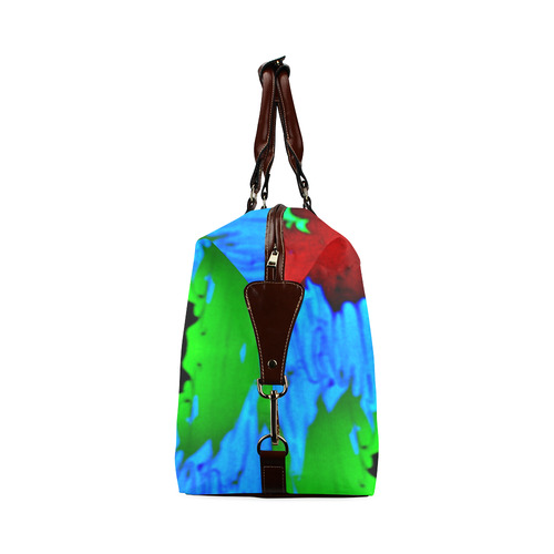Abstract Green Brown, Blue Red Marbling Classic Travel Bag (Model 1643) Remake