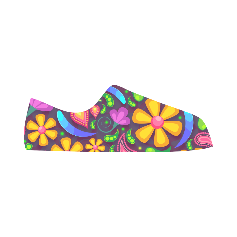 Funny Colorful Flowers Aquila Microfiber Leather Women's Shoes/Large Size (Model 031)