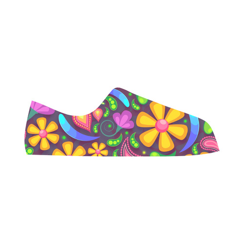 Funny Colorful Flowers Aquila Microfiber Leather Women's Shoes/Large Size (Model 031)