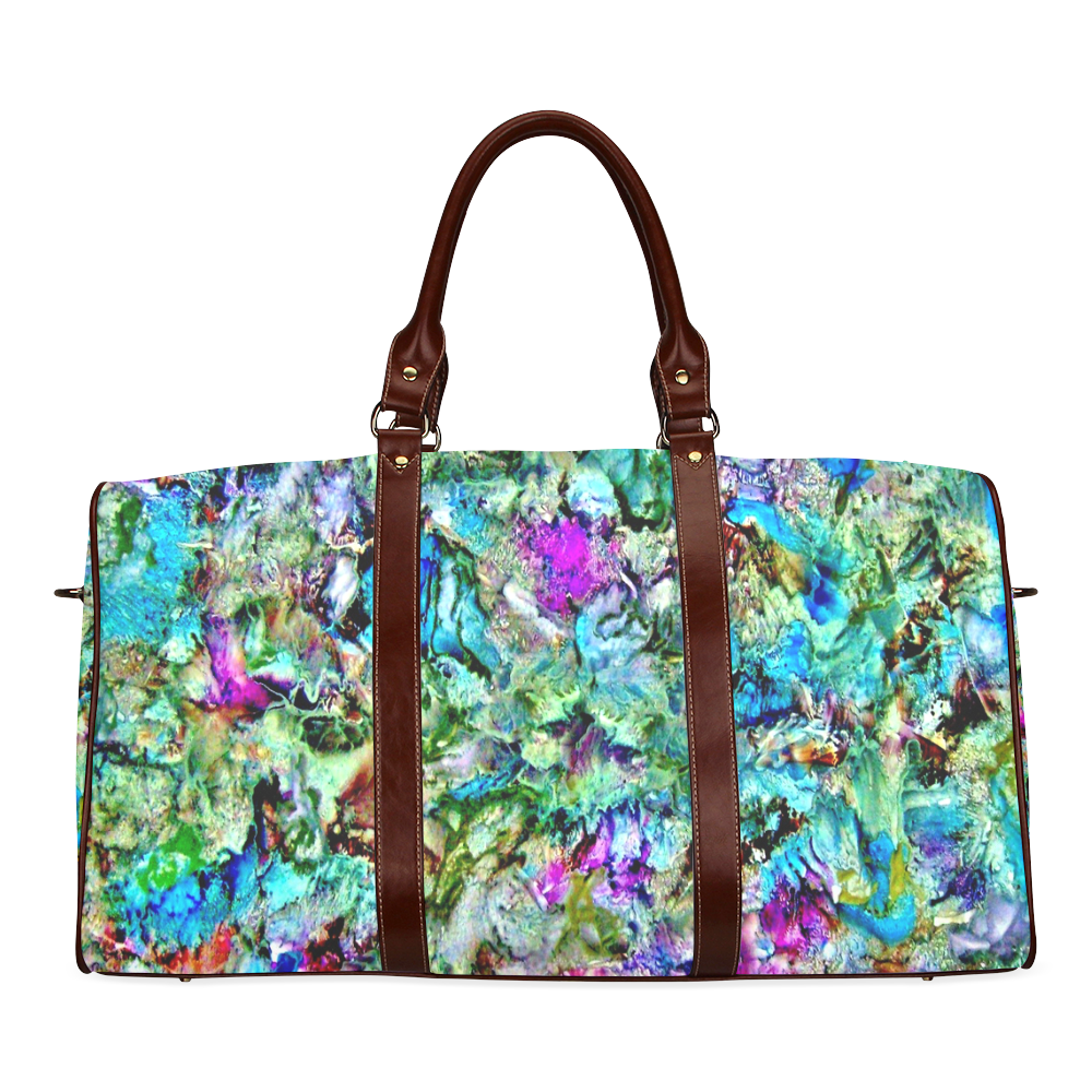 Colorful Flower Marbling Waterproof Travel Bag/Small (Model 1639)