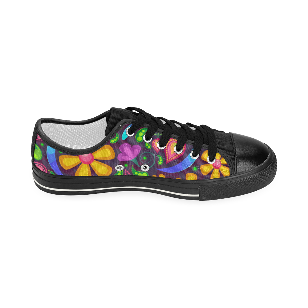 Funny Colorful Flowers Women's Classic Canvas Shoes (Model 018)