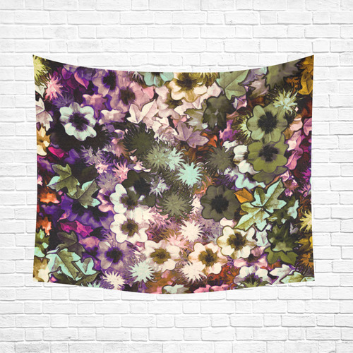 My Secret Garden #3 Night - Jera Nour Cotton Linen Wall Tapestry 60"x 51"