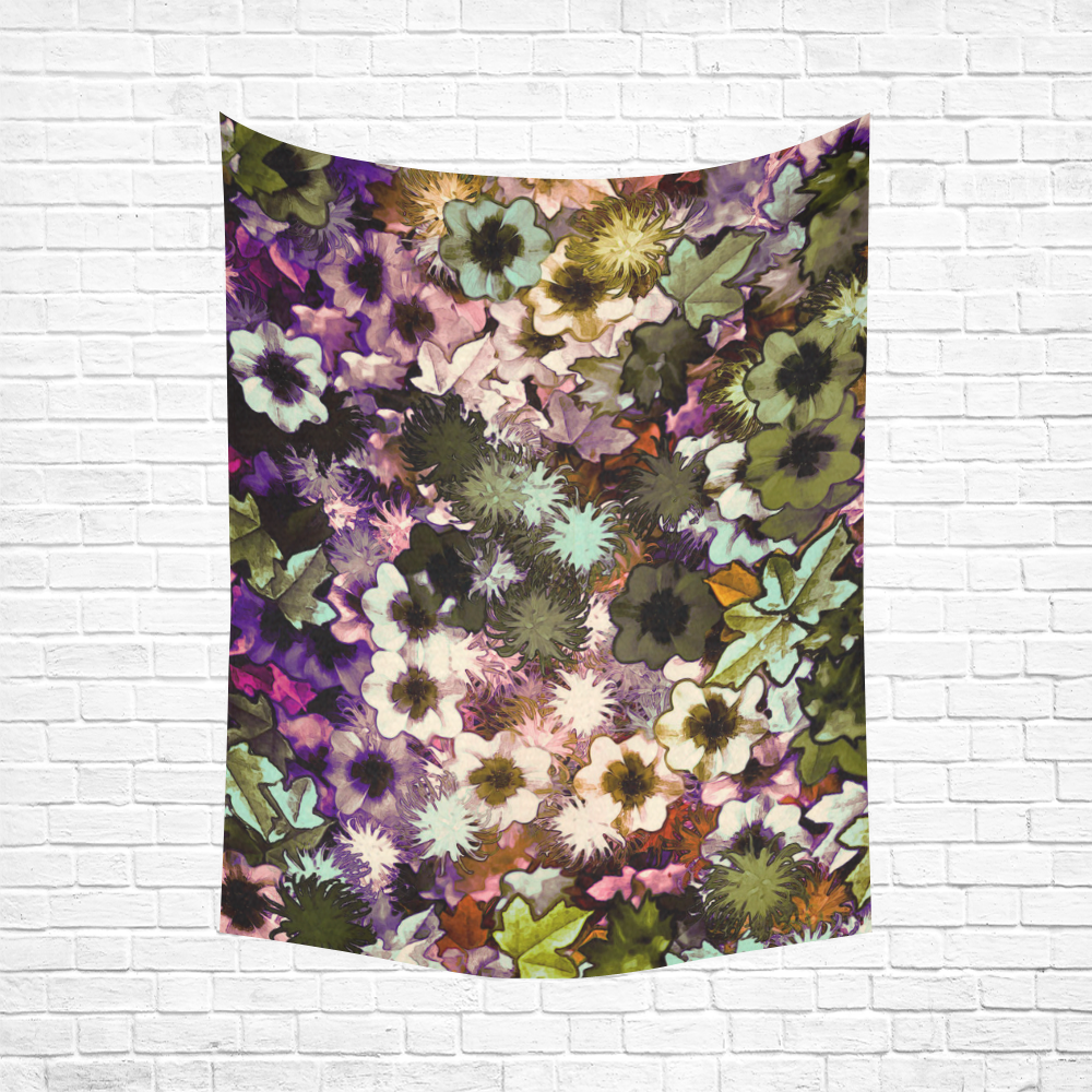 My Secret Garden #3 Night - Jera Nour Cotton Linen Wall Tapestry 60"x 80"