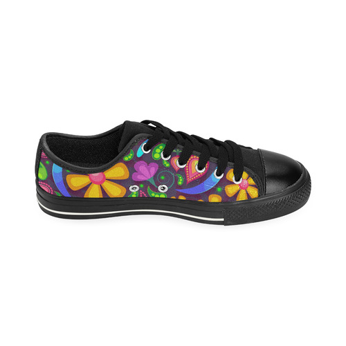 Funny Colorful Flowers Canvas Women's Shoes/Large Size (Model 018)