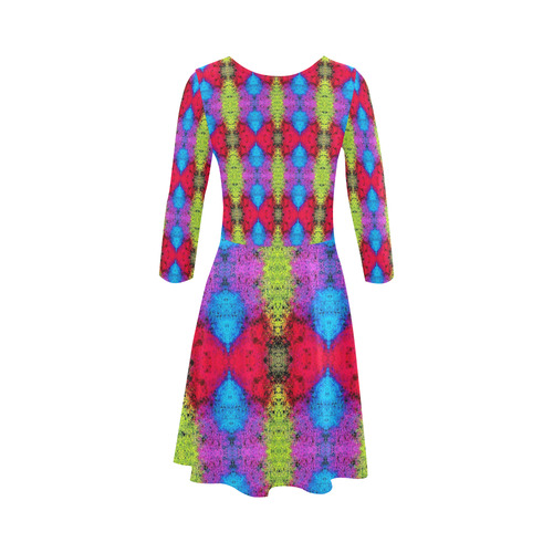 Colorful Painting Goa Pattern 3/4 Sleeve Sundress (D23)