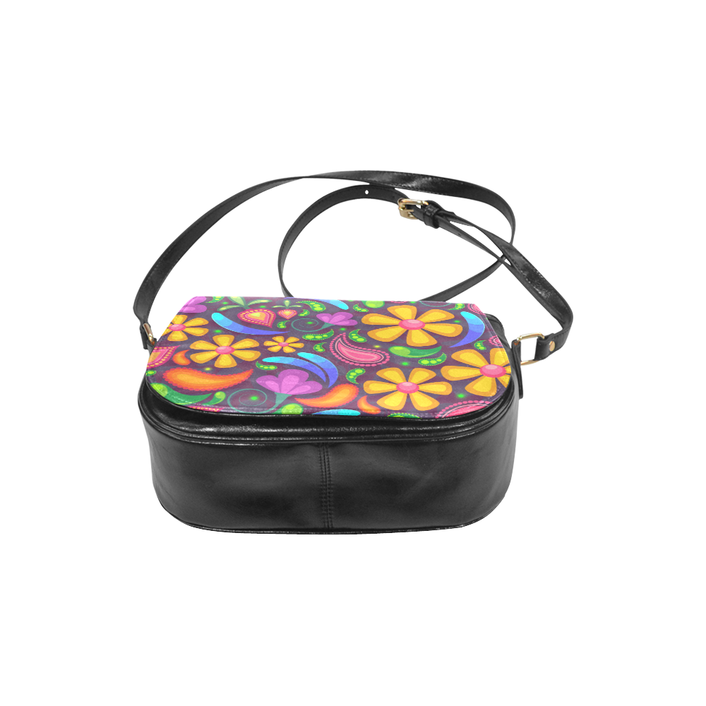 Funny Colorful Flowers Classic Saddle Bag/Small (Model 1648)