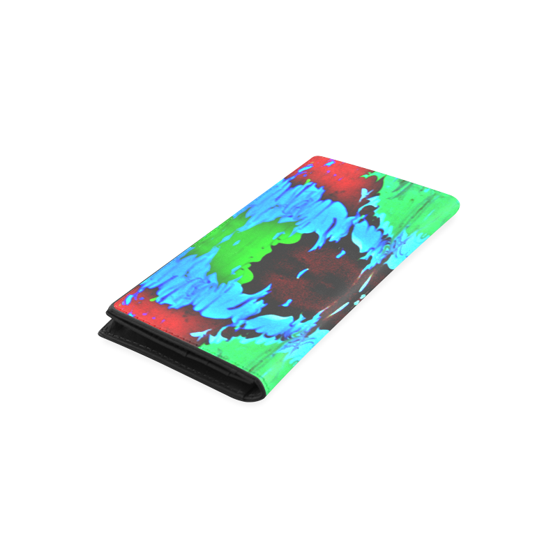 Abstract Green Brown, Blue Red Marbling Women's Leather Wallet (Model 1611)