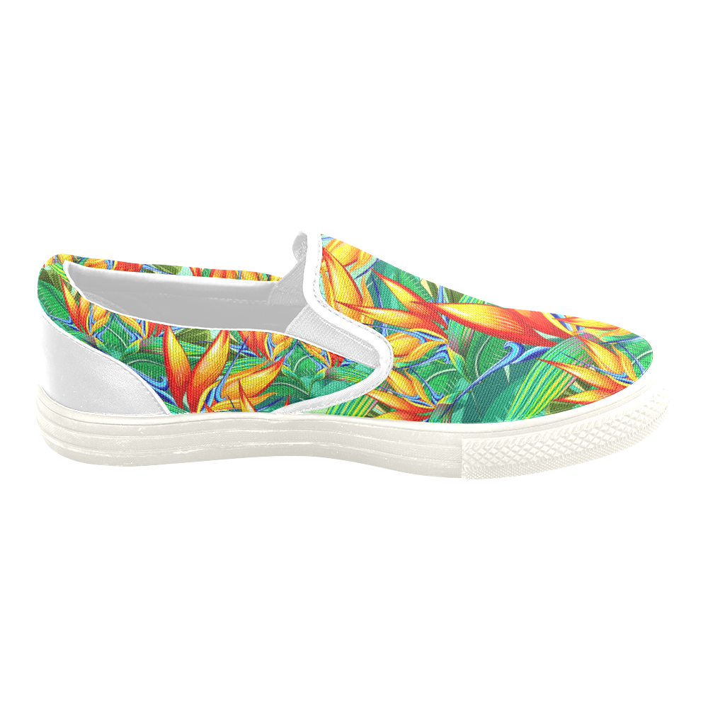 Bird of Paradise Flower Exotic Nature Slip-on Canvas Shoes for Men/Large Size (Model 019)