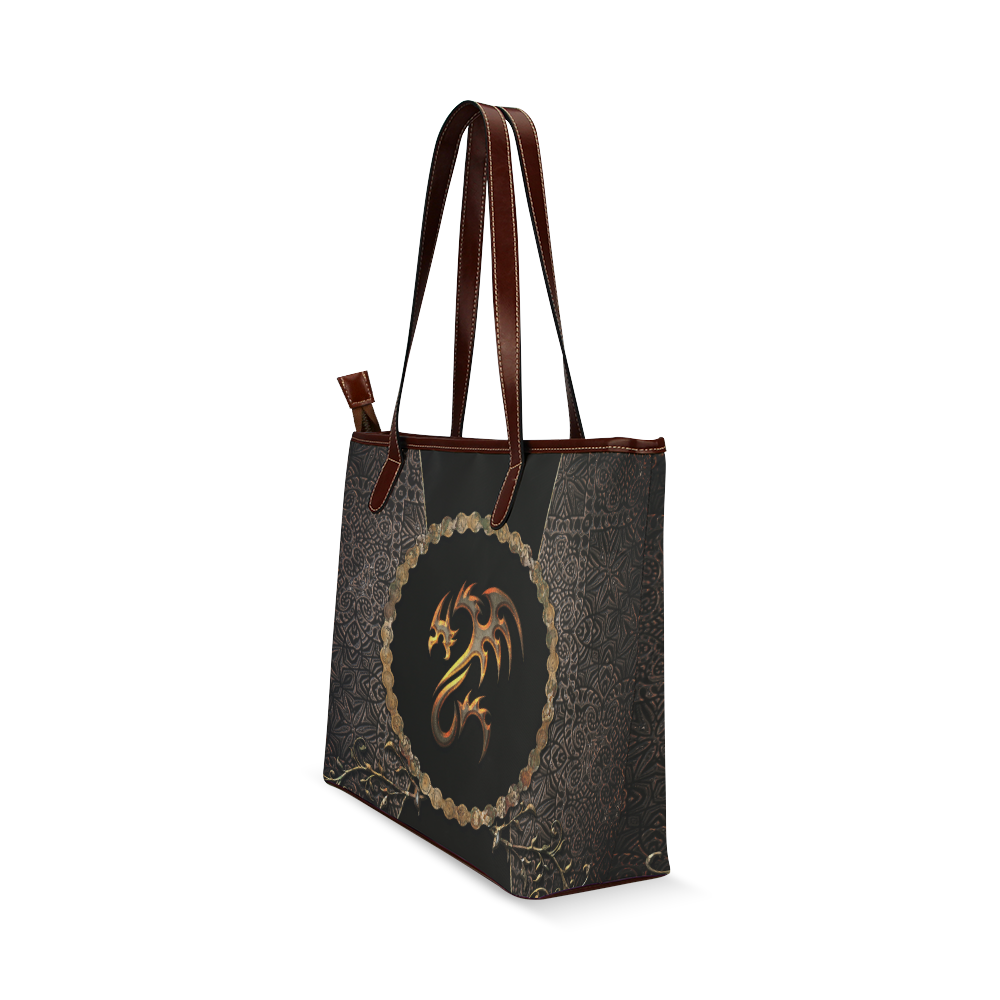 Amazing dragon on a button Shoulder Tote Bag (Model 1646)
