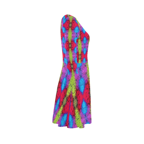 Colorful Painting Goa Pattern 3/4 Sleeve Sundress (D23)