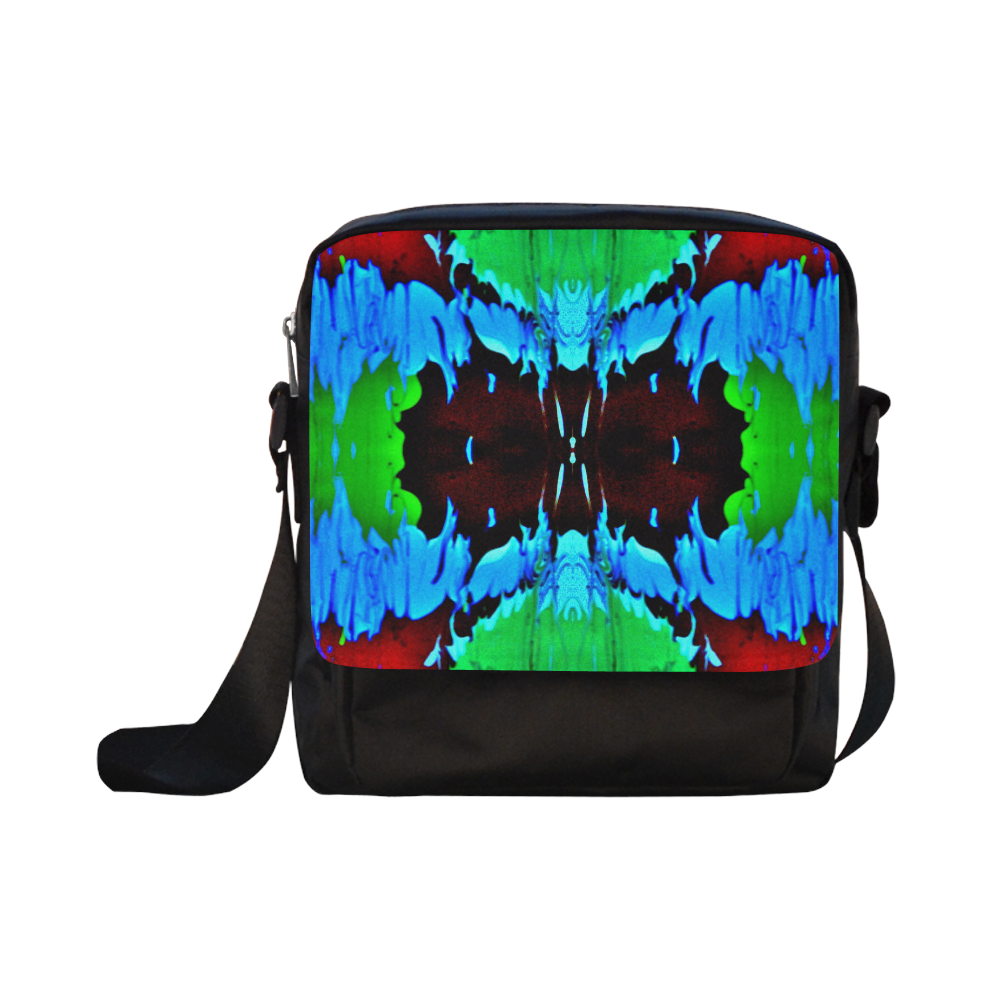 Abstract Green Brown, Blue Red Marbling Crossbody Nylon Bags (Model 1633)