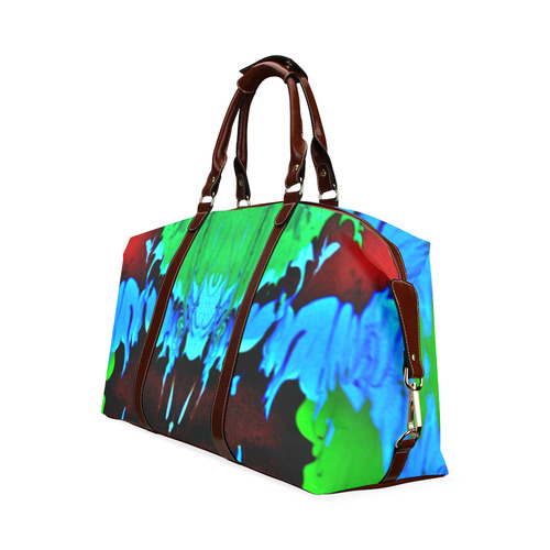 Abstract Green Brown, Blue Red Marbling Classic Travel Bag (Model 1643) Remake