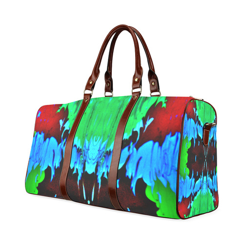 Abstract Green Brown, Blue Red Marbling Waterproof Travel Bag/Small (Model 1639)