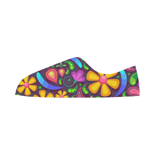 Funny Colorful Flowers Women's Canvas Zipper Shoes/Large Size (Model 001)